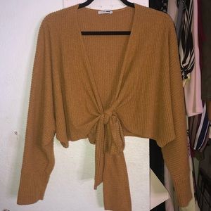 Knot Front Cropped Sweater